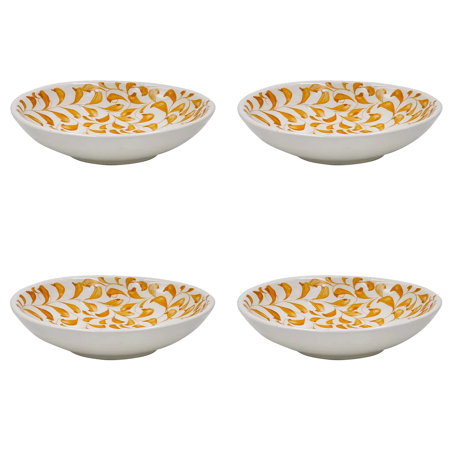 Yellow Scroll Pasta Bowls (Set of 4)